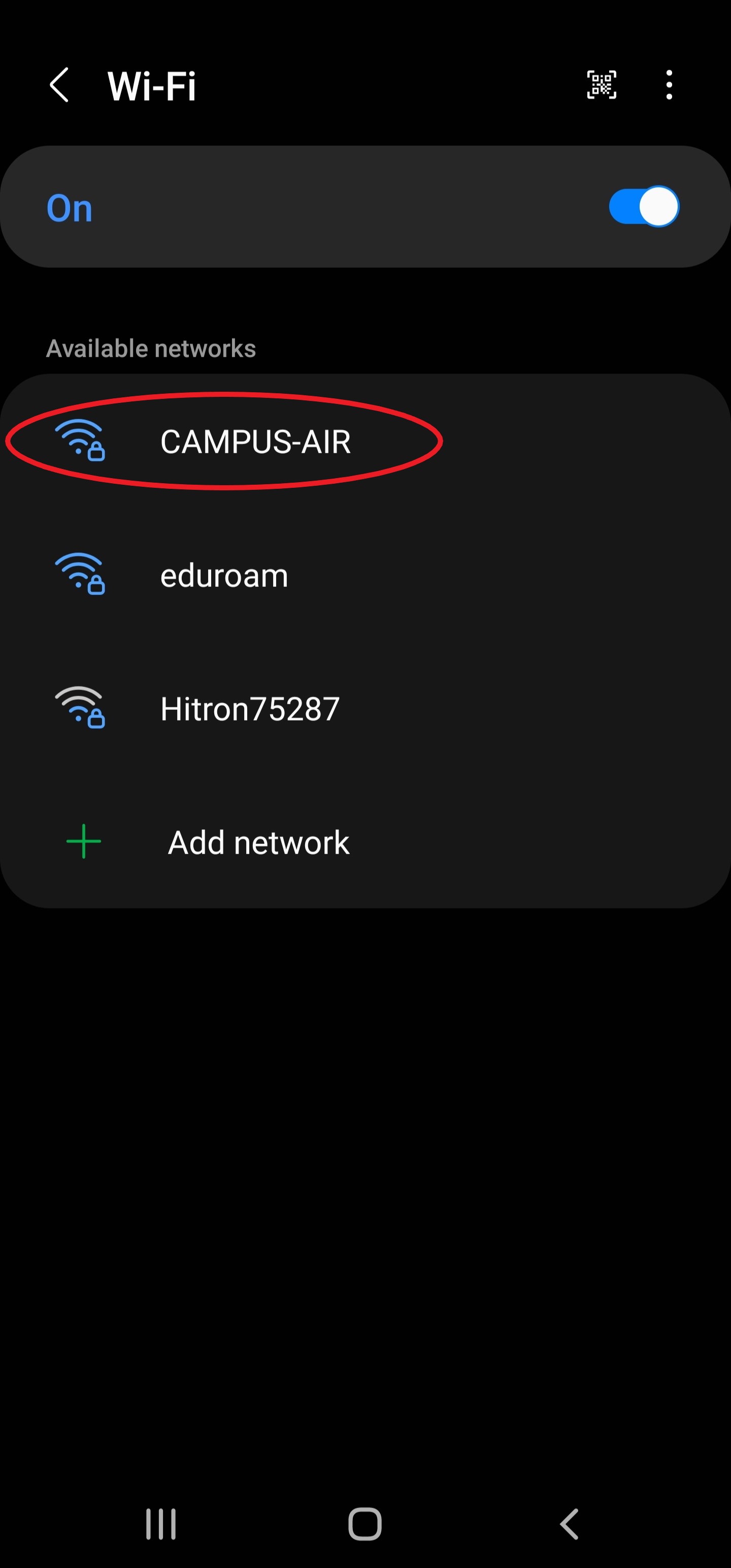 enable wi-fi on Android device image